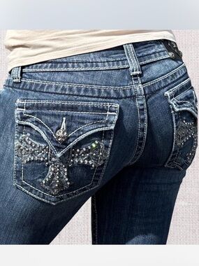 Miss Me Embellished Cross Boot Cut Jeans